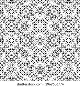 Seamless vector illustration, various pattern sheets similar to floral motifs and applied motifs, with white background and black lines.