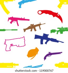 Seamless Vector Illustration of Weapons