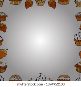 Seamless. Vector illustration. Illustration in white, black and orange colors. Decoration pattern style. Border design is pattern in doodles art style. Decorative vintage frames and borders.