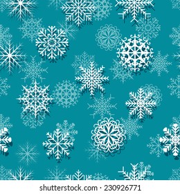 Seamless vector illustration of white snowflakes