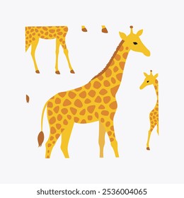 Seamless vector illustration of wild giraffe print pattern, perfect for digital products, backgrounds, fashion designs, wallpapers, and creative projects needing a safari or nature-inspired theme.