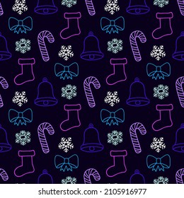 Seamless vector illustration for winter theme. Outline drawing.