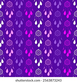 Seamless vector illustration wtih dream catchers bohemian vector art decor design print wallpaper pattern background	
