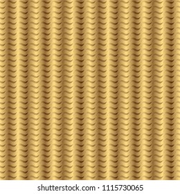 Seamless vector illustration, yellow gold metal corrugated, realistic 3D relief, grid, simple ribbed Gold background