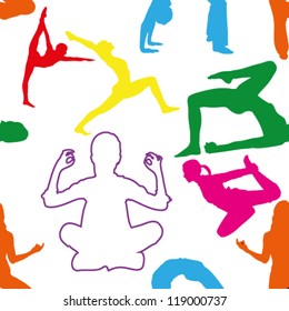 Seamless Vector Illustration of Yoga Positions