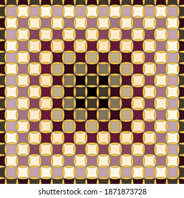 A Seamless  Vector Image Chocolate  Beige Squares in A Gradient Order from A Dark Center  With A Dark Outline  Application in Design   Textiles Possible 