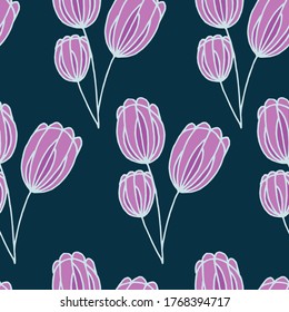 Seamless vector image of clover flowers. Raspberry flowers with leaves on beige. Idea for textile, clothing, wallpaper, wrapping paper, business.