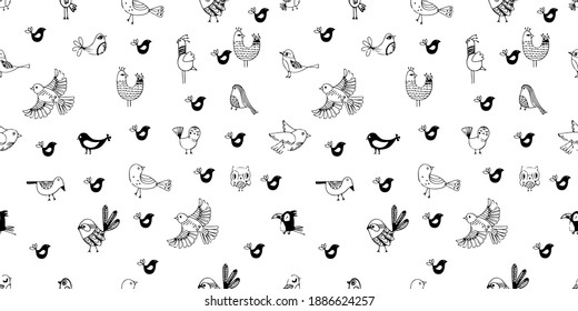 seamless vector image of fowl, birds and others