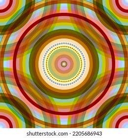 Seamless, Vector Image of Intersecting Rainbow Circles in Reddish Tones. Possible Applications in Design and Textiles