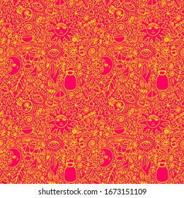 seamless vector image pattern with magical symbols