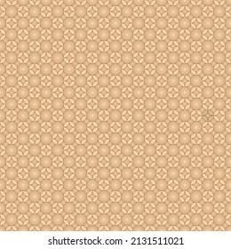 Seamless, Vector Image of Stylized Curved Rhombuses and Circles of Dark Color, Forming an Openwork Lattice On a Yellow-Orange Background