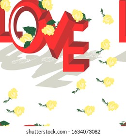 seamless vector image of the word love