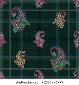 seamless vector indian paisley design on background