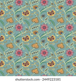 seamless vector indian paisley design on background 