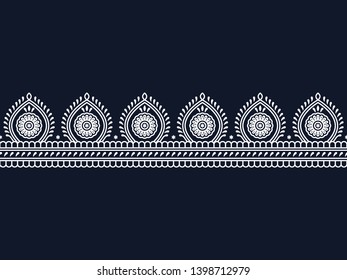 seamless vector indian traditional white border. seamless template in swatch panel. design for print, frame, woodblock