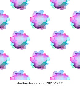 Seamless vector ink design. Modern watercolor  elements. Emotional art, technique on wet