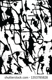 Seamless vector ink pattern in black and white color, splatter paint.