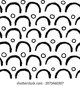 Seamless vector ink pattern. Black and white ornament. Ink illustration. Hand drawn ornament for wrapping paper. 