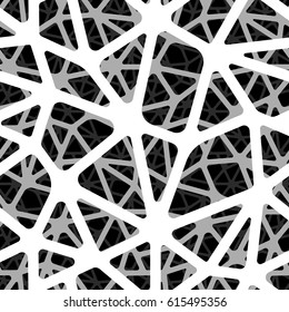 Seamless vector irregular abstract grid pattern. Cloth. Repeating image. Simple abstract ornamental illustration. Layered web texture. Black, grey, white colors.