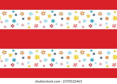 Seamless vector isolated pattern abstract colorful flowers red paralel lines Perfect summer spring print children's fabrics linen Wrapping paper Typography design Tablecloths Scrapbooking Cardmaking