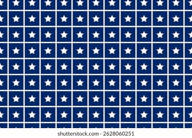 Seamless vector isolated pattern abstract white stars Lines like grid on blue background Perfect print fabrics Bed linen Wrapping paper Typography design Tablecloths USA color template