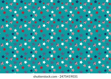 Seamless vector isolated pattern Red blue white stars Perfect print children's fabrics Bed linen Wrapping paper Typography design Tablecloths Scrapbooking Cardmaking Baby USA color Star stripe Stripes