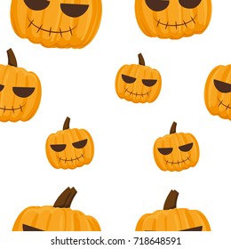 Seamless vector of Jack-o-lantern.Halloween pumpkin pattern on white background.
