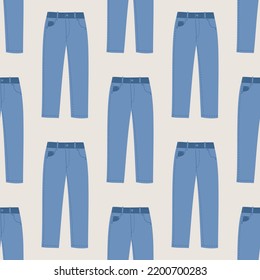 Seamless vector jeans pattern. Stylish denim fashion garment background for fabric, textile, cover etc.