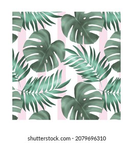 Impresión de hojas vectoriales de la jungla, follaje de la jungla vectorial, hojas del vector Monstera