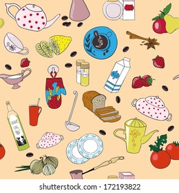 Seamless vector kitchen background