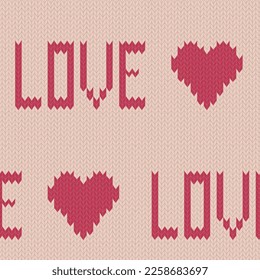 Seamless vector knitted heart background