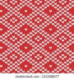 Seamless vector knitted pattern with white pattern. Textile woolen winter background