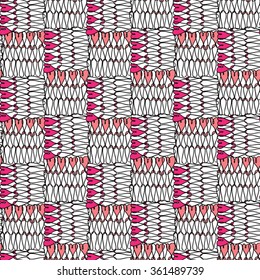 seamless vector knitting hearts pattern 