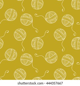 Seamless vector knitting pattern. Hand drawn yarn illustration. Background for fabric, textile design, wrapping paper or wallpaper.