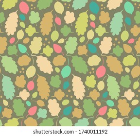 Seamless vector l pattern with leaves and berries, fruits