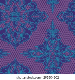 Seamless vector lace decorative pattern with lace effect. 