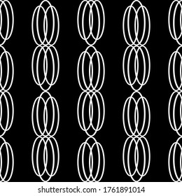 Seamless vector lace pattern. White lace stripes on black background. Art Nouveau and art Deco pattern.For fabric design, packaging, Wallpaper and for engraving.