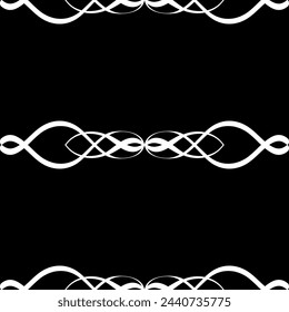 Seamless vector lace pattern. White lace stripes on black background. Art Nouveau and art Deco pattern.For fabric design, packaging, Wallpaper and for engraving.