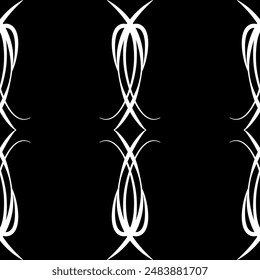 Patrón de encaje de Vector sin costuras. Rayas de encaje blanco sobre fondo negro. Gráficos en blanco y negro. Para el diseño y la decoración.