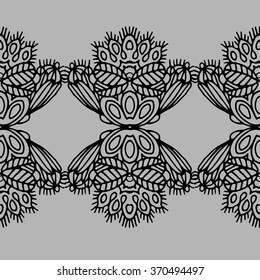 seamless vector lace ribbon with flower fantasy. textile tape