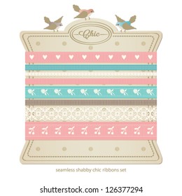 Seamless vector lace ribbons set. Shabby chic collection.