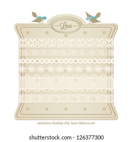 Seamless vector lace ribbons set. Shabby chic collection.