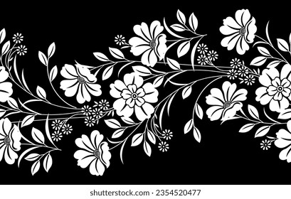 Seamless vector lacy flower border design