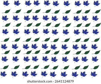 A seamless vector leaf pattern featuring blue and green maple leaves. Perfect for textile, wrapping paper, and background design. High-quality EPS format with editable layers for versatile use.