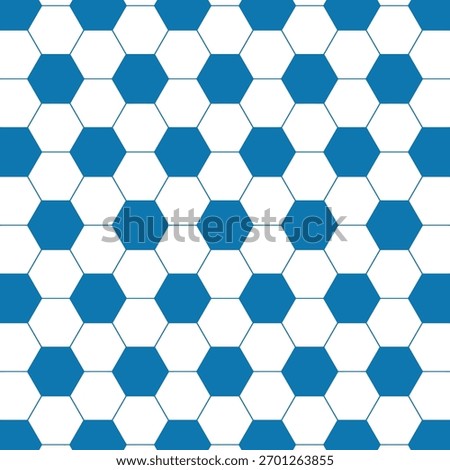 Seamless vector leather soccer ball pattern in blue and white colors. Soccer ball texture. Football ball texture background. Perfect for football or soccer background, sports websites, textile designs