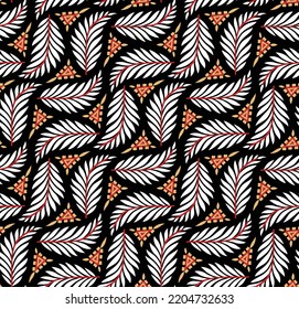 seamless vector leaves Pattern on black background