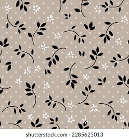 seamless vector leaves Pattern on brown background