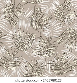 seamless vector leaves pattern on brown background