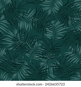 seamless vector leaves pattern on green background