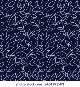 seamless vector leaves pattern on navy